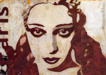 Ilustración sobre Josephine Baker realizada por Máximo Ribas. Abril de 2002 en la Revista Sobremesa