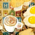 Ilustración sobre los desayunos en los hoteles realizada por Máximo Ribas