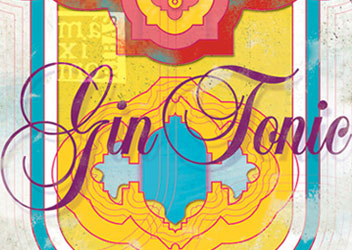 ilustración dibujo de botella de gin tonic