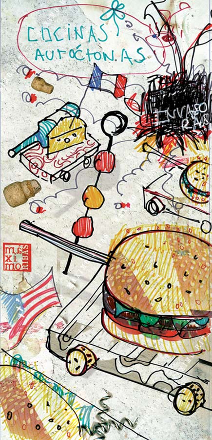 Ilustración sobre las cocinas invasoras creada por Máximo Ribas