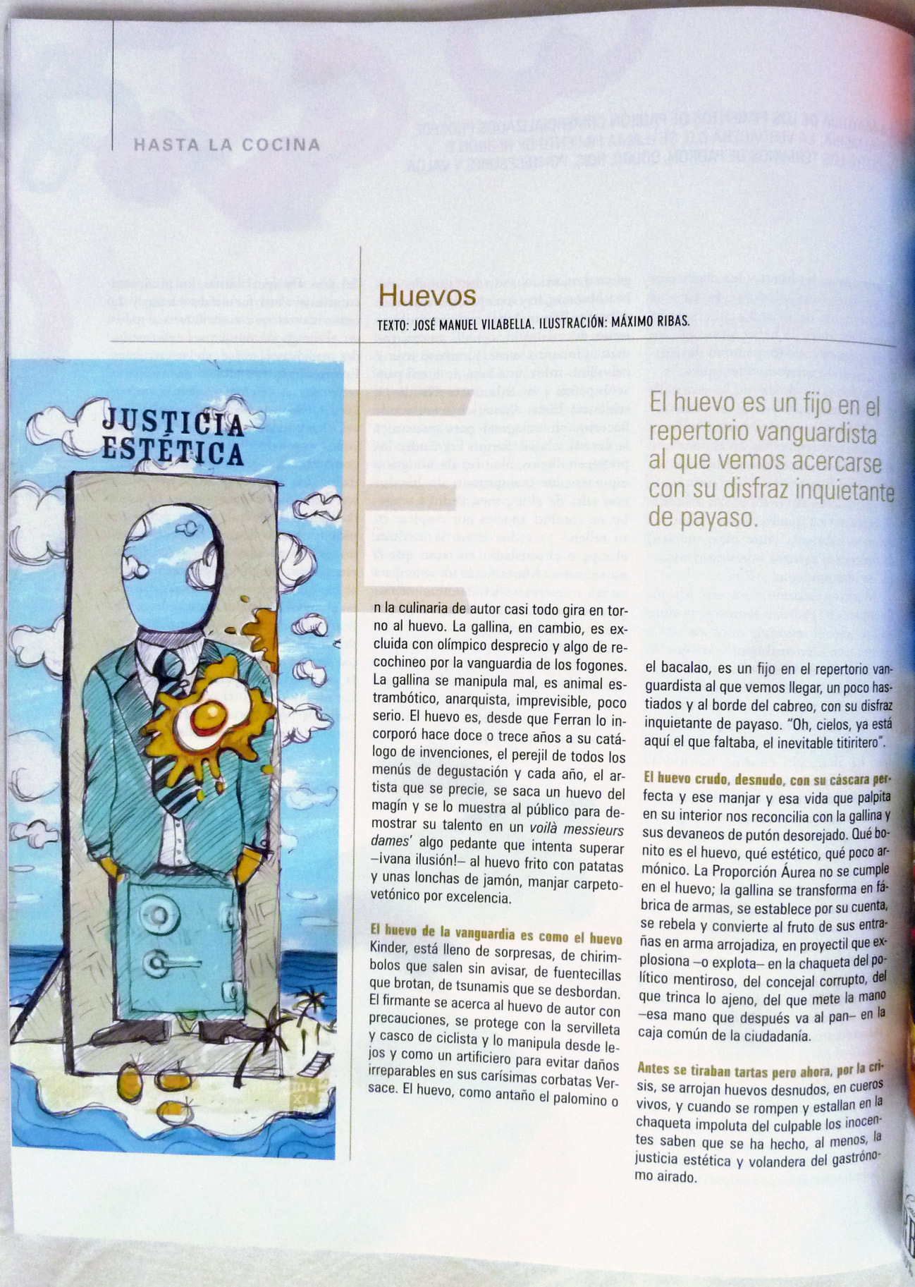 Publicación de la ilustración Justicia estética contra los políticos realizada por Máximo Ribas. Publicada en la revista Sobremesa, número 313.