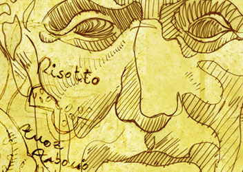Ilustración sobre Julio César y el Risotto