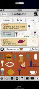 Ilustración creativa de gastronomía de Máximo Ribas para la revista sobremesa, dibujo de un iPhone de Apple con iconos gastronómicos